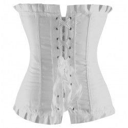 Corset blanco con tirante al hombro adorno floral