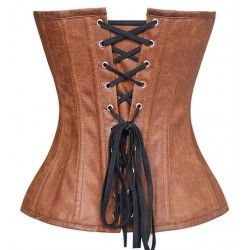 Corset polipiel marrón con cremallera