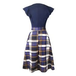 Vestido vintage cuadros escoceses azules