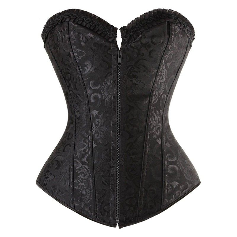 Corset brocado negro cremallera