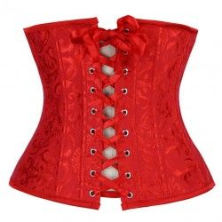 Corset bajo pecho rojo brocado