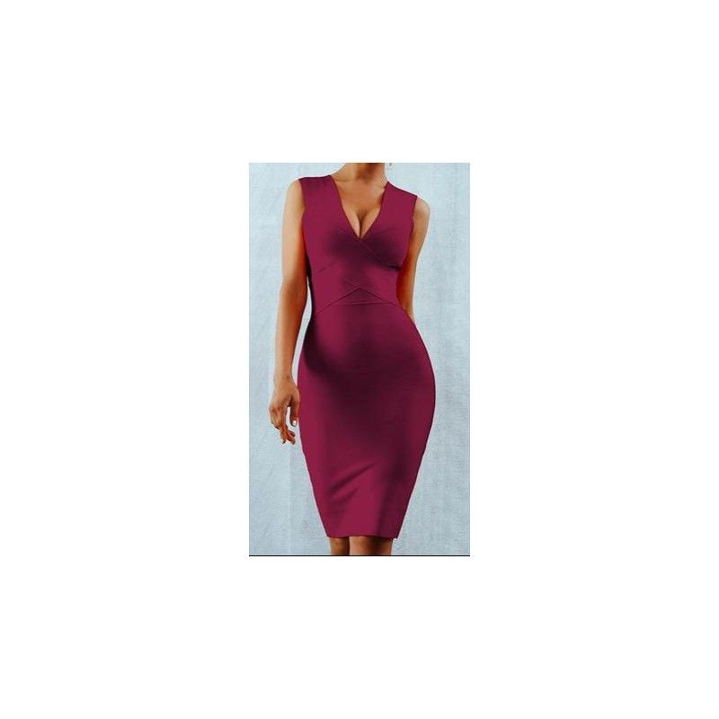 Vestido bandaje rojo vino
