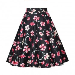 Falda vintage negra con estampado floral