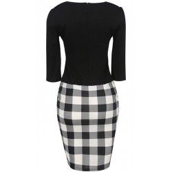 Vestido vintage negro y blanco con chaqueta simulada y cinturón