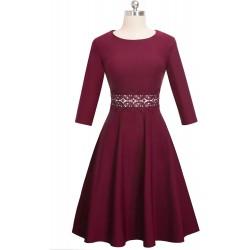 Burgundi vintage dress with French sleeves