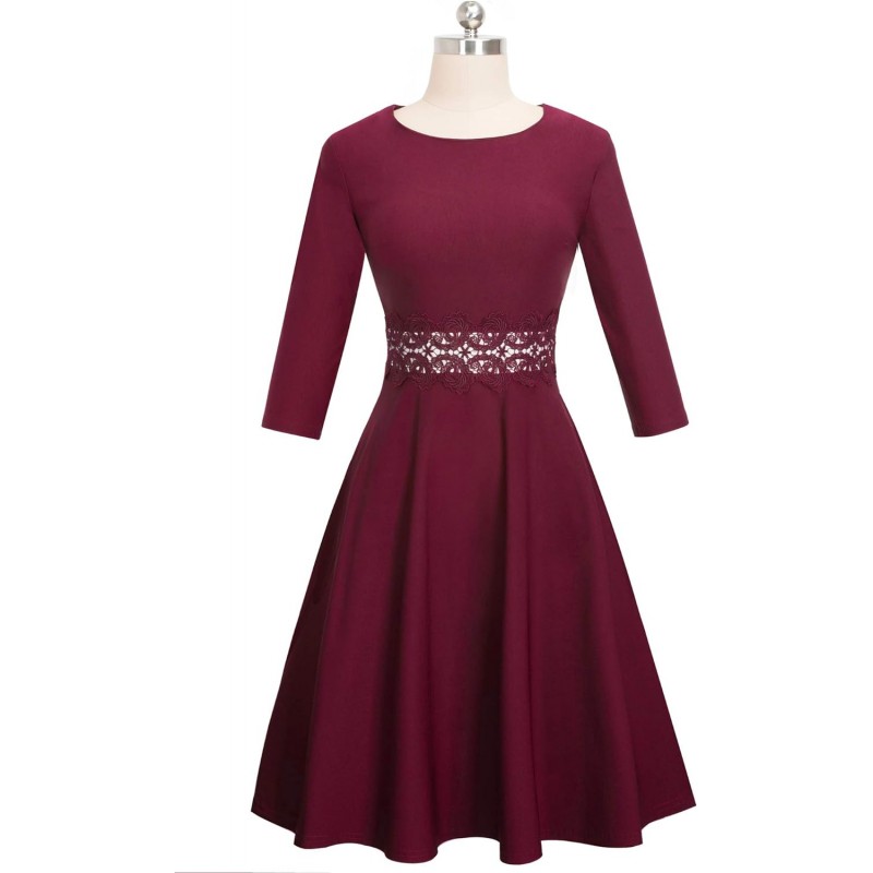 Burgundi vintage dress with French sleeves
