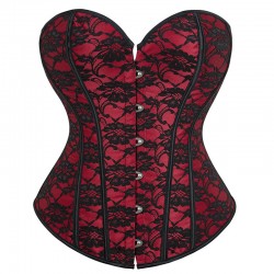 Wine red corset with black...