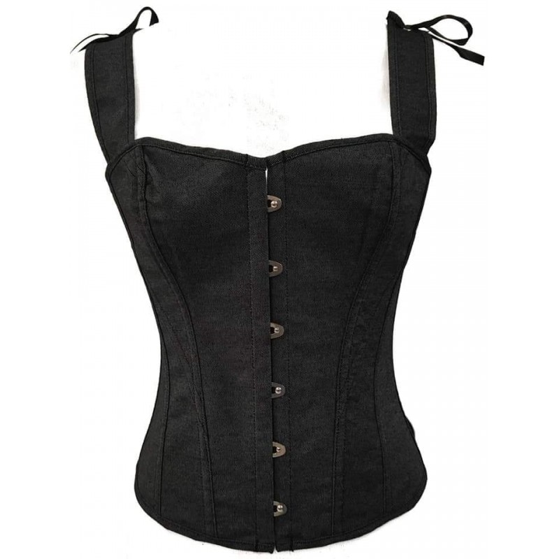 Corset denim negro lavado con tirantes