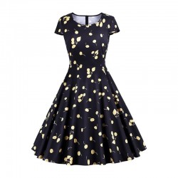 Black vintage dress with yellow cherry print