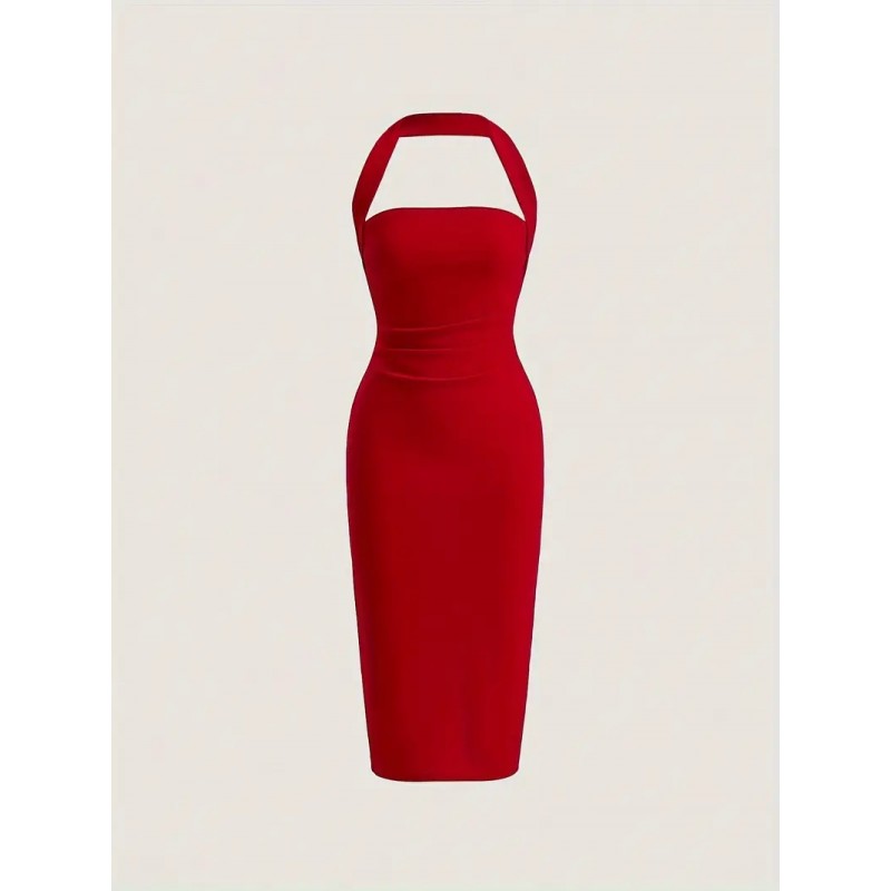 Vestido vintage rojo cuello halter