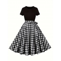 Vestido vintage bicolor cuadros