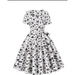 Vestido vintage blanco con florecillas negras