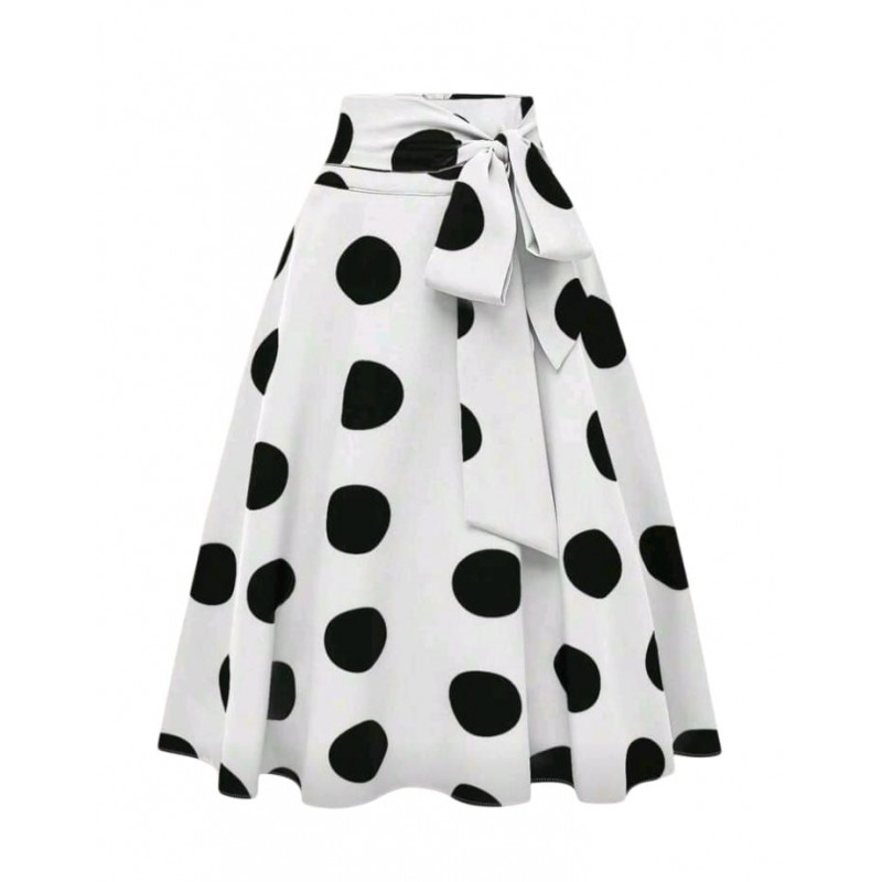 Falda vintage blanca con lunares negros