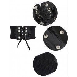 Cinturón corset negro elástico con detalles en polipiel