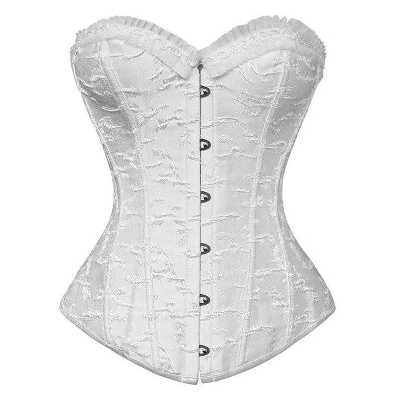 Brocade corset trimmed in black tulle and organza