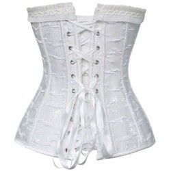 Corset blanco brocado y con volantes de encaje