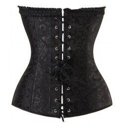 Black embossed brocade corset with steel shafts