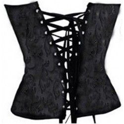 Corset bajo pecho en satén brocado negro