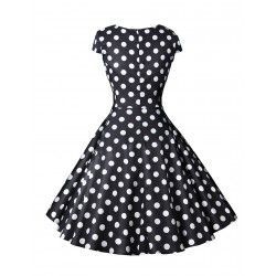 Vestido vintage negro con lunares blancos