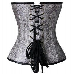 Corset steampunk con cremallera, hebillas y laterales en polipiel y varillas de acero