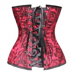 Corset rojo con dibujo floral negro