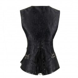 Corset negro steampunk con torera, cinturón y correas