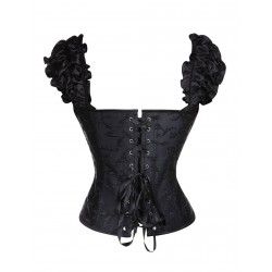 Corset negro brocado con manguitas