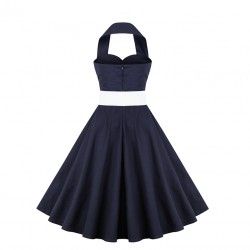 Vintage blue halter casual swing dress