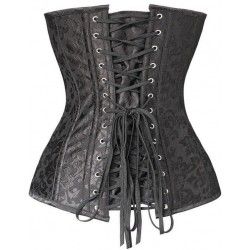 Corset damasquinado negro con dibujo frontal en plata