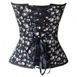 Original y moderno corset negro con calaveras en color beige