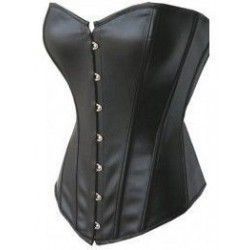 Corset negro en polipiel con cierres metálicos